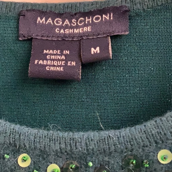 100% Cashmere Cardigan and Matching Tee with Jeweled Necklines in Pine Green S-M - Picture 12 of 16